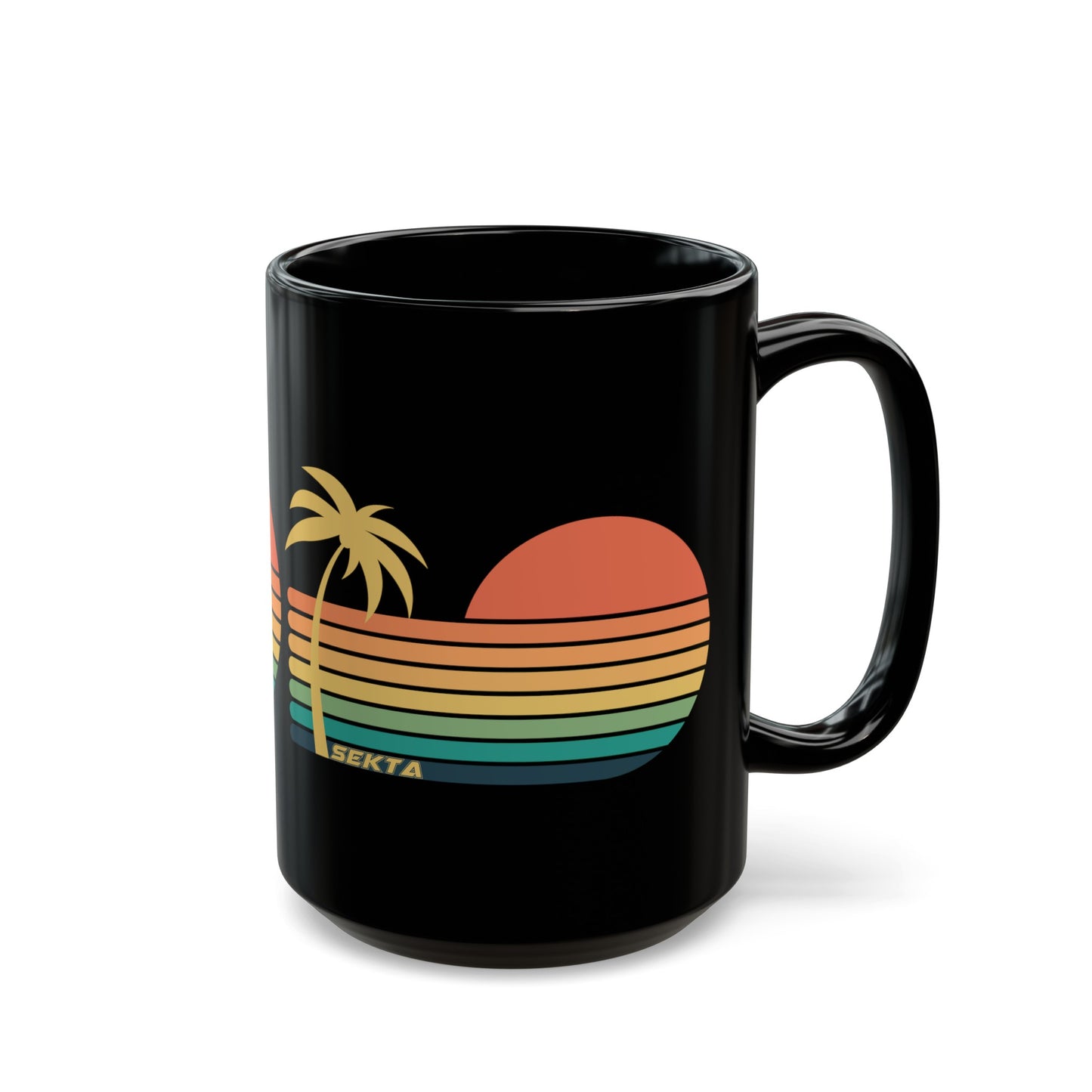 SUNSET STRIPES Black Mug (Large 15oz)