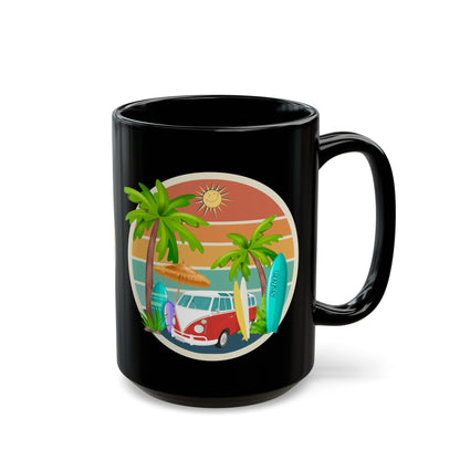 SURF TOURS Black Mug (Large 15oz)