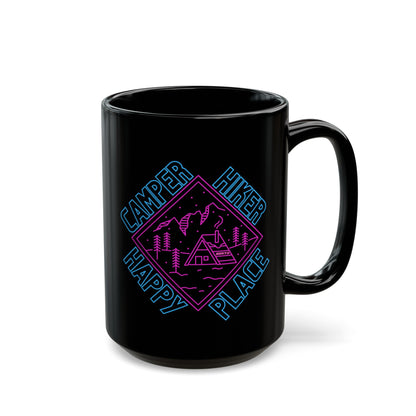 HAPPY PLACE Black Mug (Large 15oz)