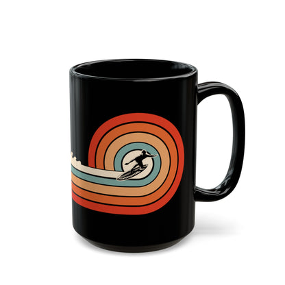 RETRO WAVES Black Mug (Large 15oz)