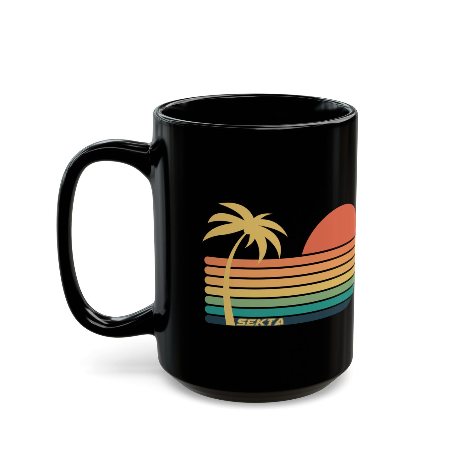 SUNSET STRIPES Black Mug (Large 15oz)