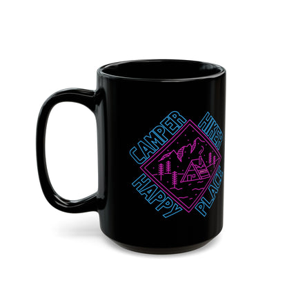 HAPPY PLACE Black Mug (Large 15oz)