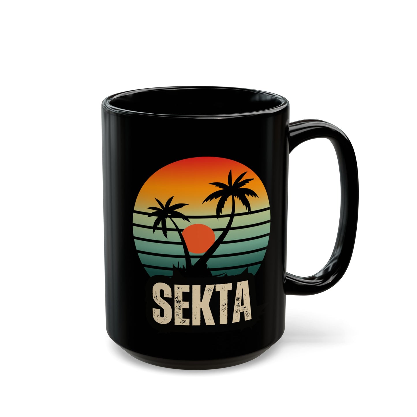 RETRO SUNSET Black Mug (Large 15oz)