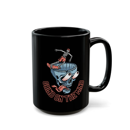 GRIND ON THE MIND Black Mug (Large 15oz)