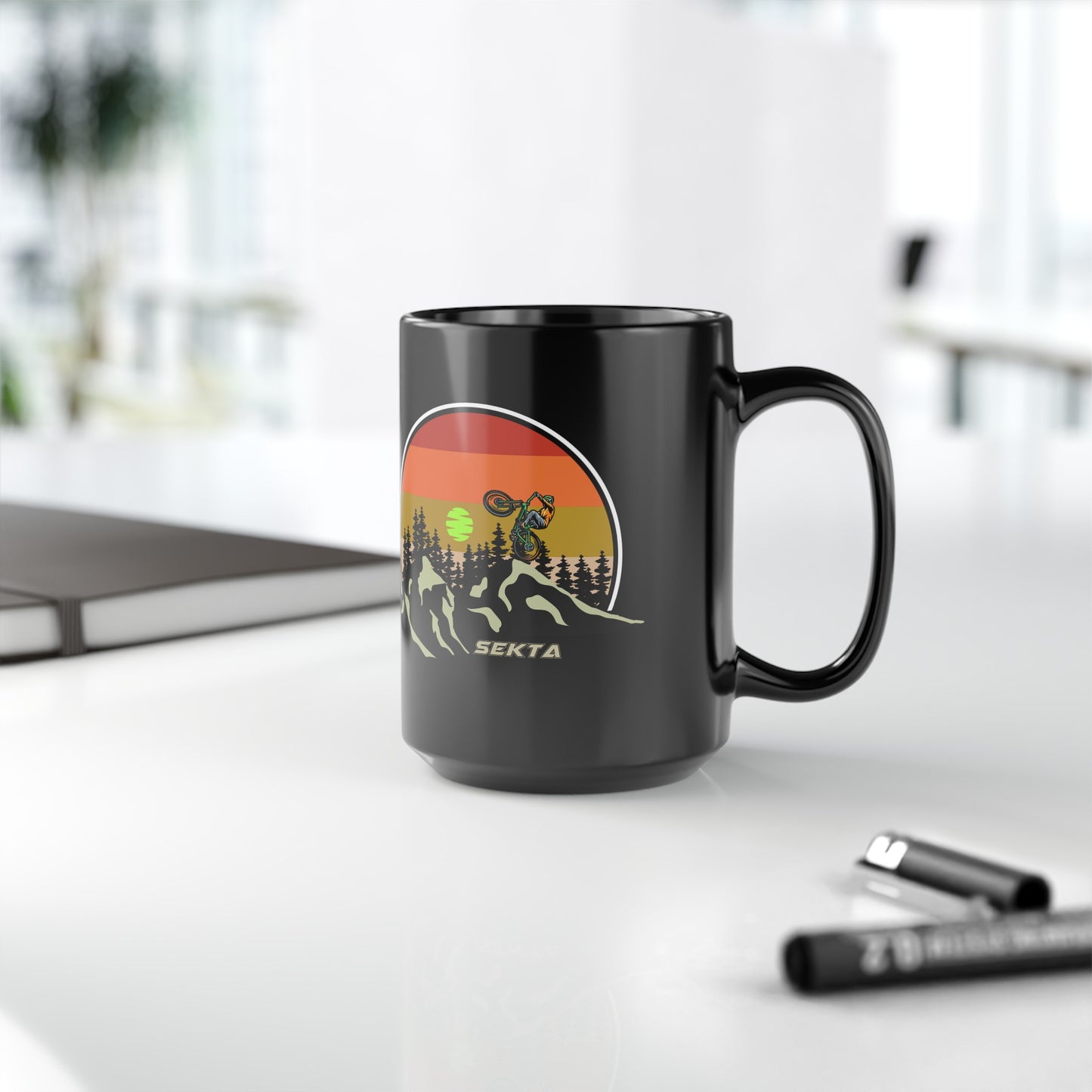 ON TOP OF THE WORLD Black Mug (Large 15oz)