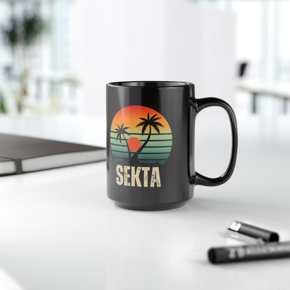 RETRO SUNSET Black Mug (Large 15oz)