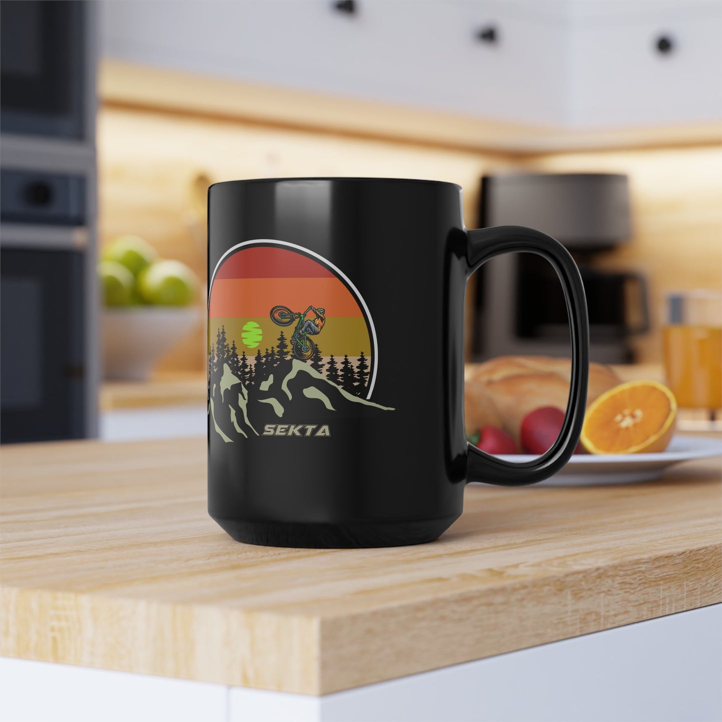 ON TOP OF THE WORLD Black Mug (Large 15oz)