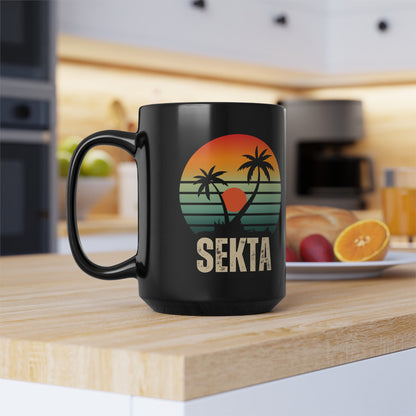 RETRO SUNSET Black Mug (Large 15oz)