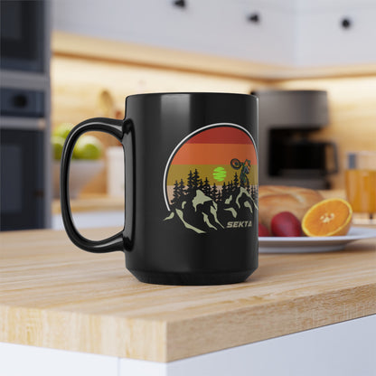 ON TOP OF THE WORLD Black Mug (Large 15oz)