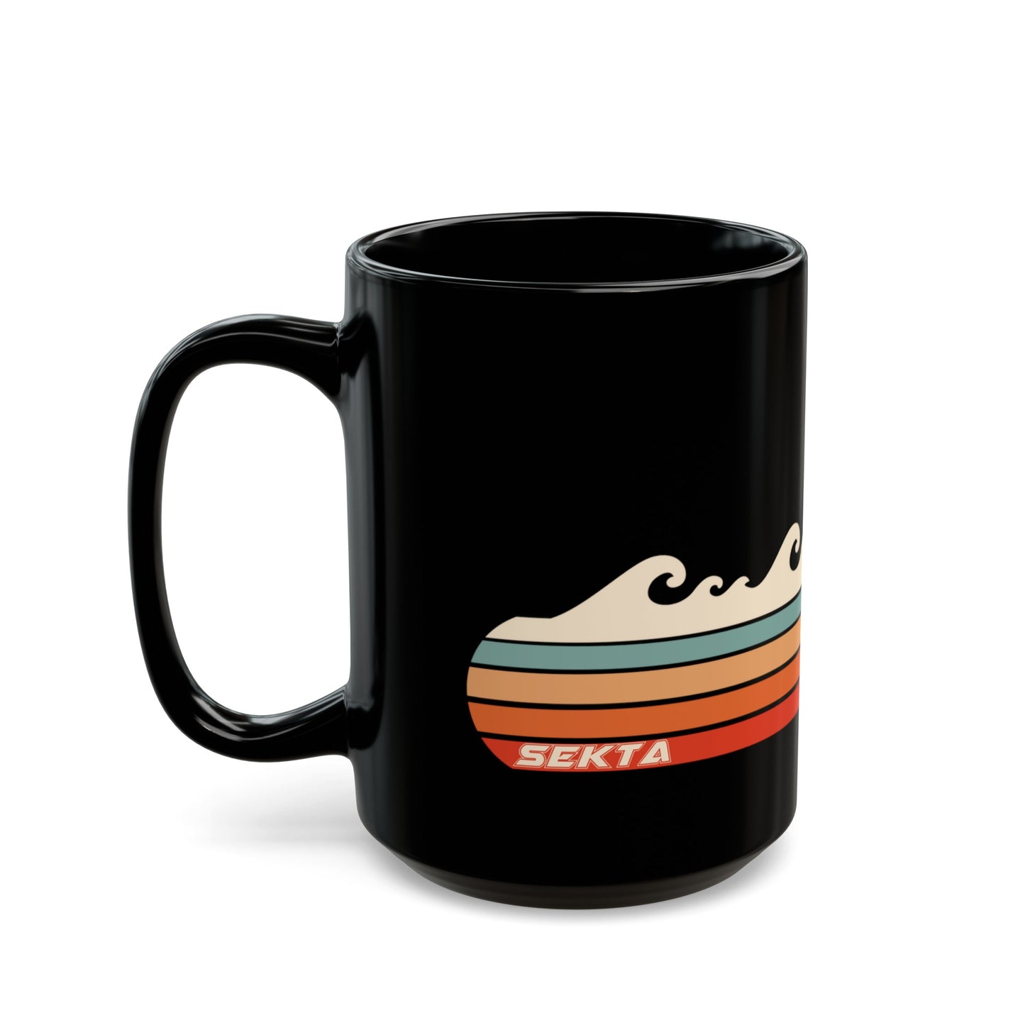 RETRO WAVES Black Mug (Large 15oz)