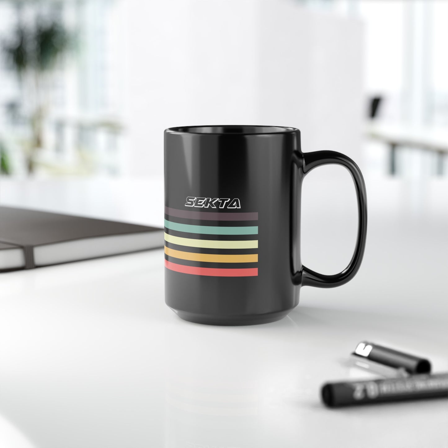 MTB STRIPES Black Mug (Large 15oz)