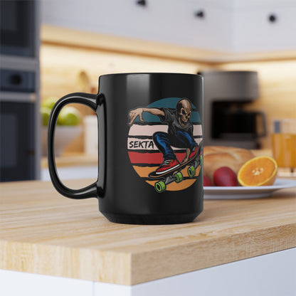 SKATE STRIPES Black Mug (large 15oz)