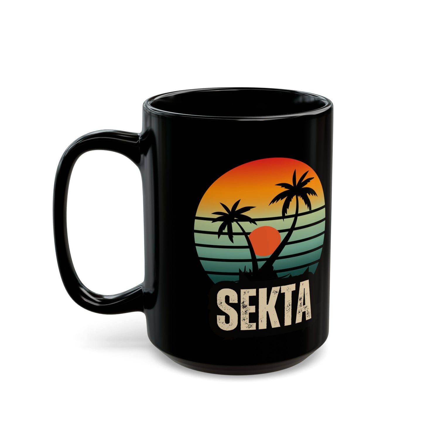 RETRO SUNSET Black Mug (Large 15oz)