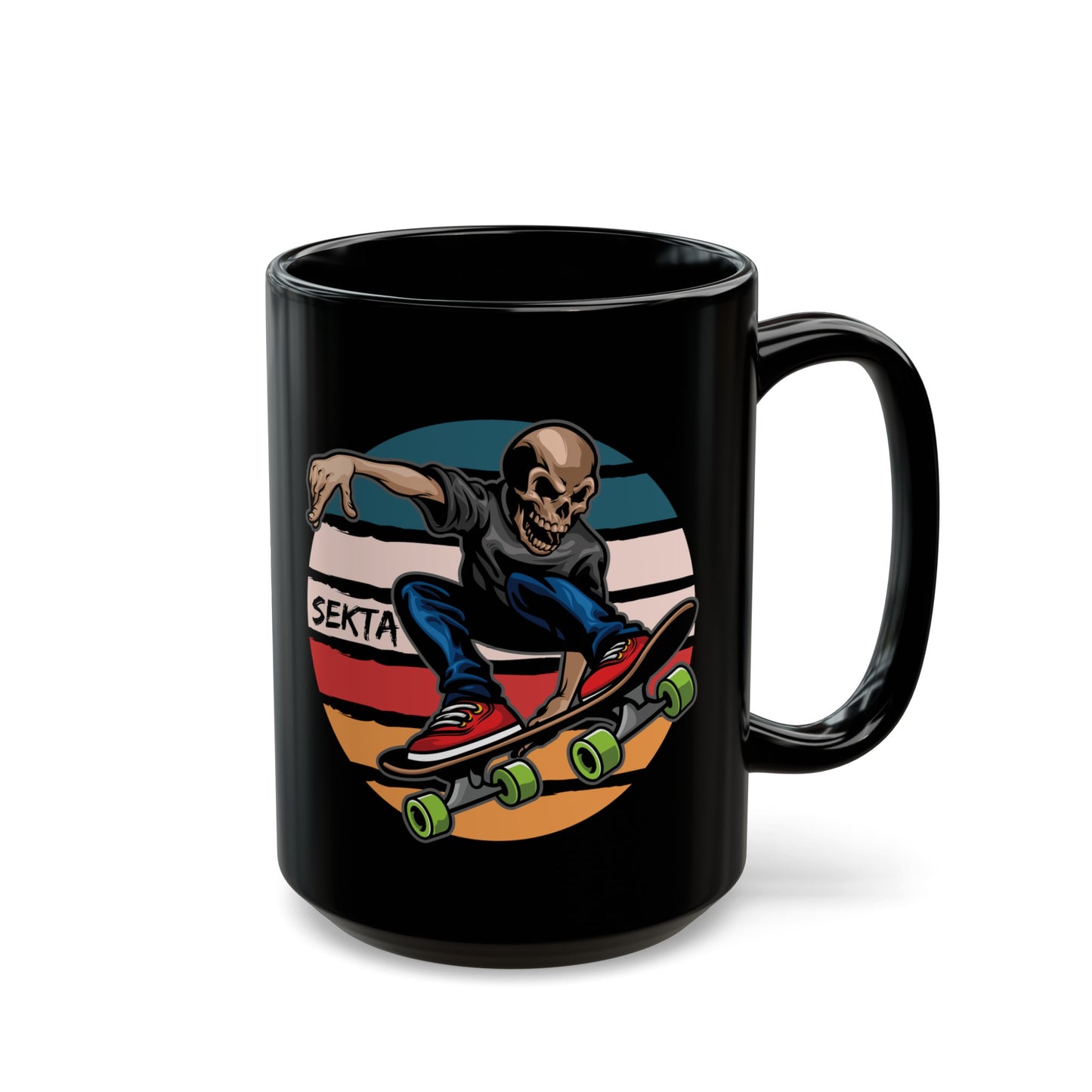 SKATE STRIPES Black Mug (large 15oz)