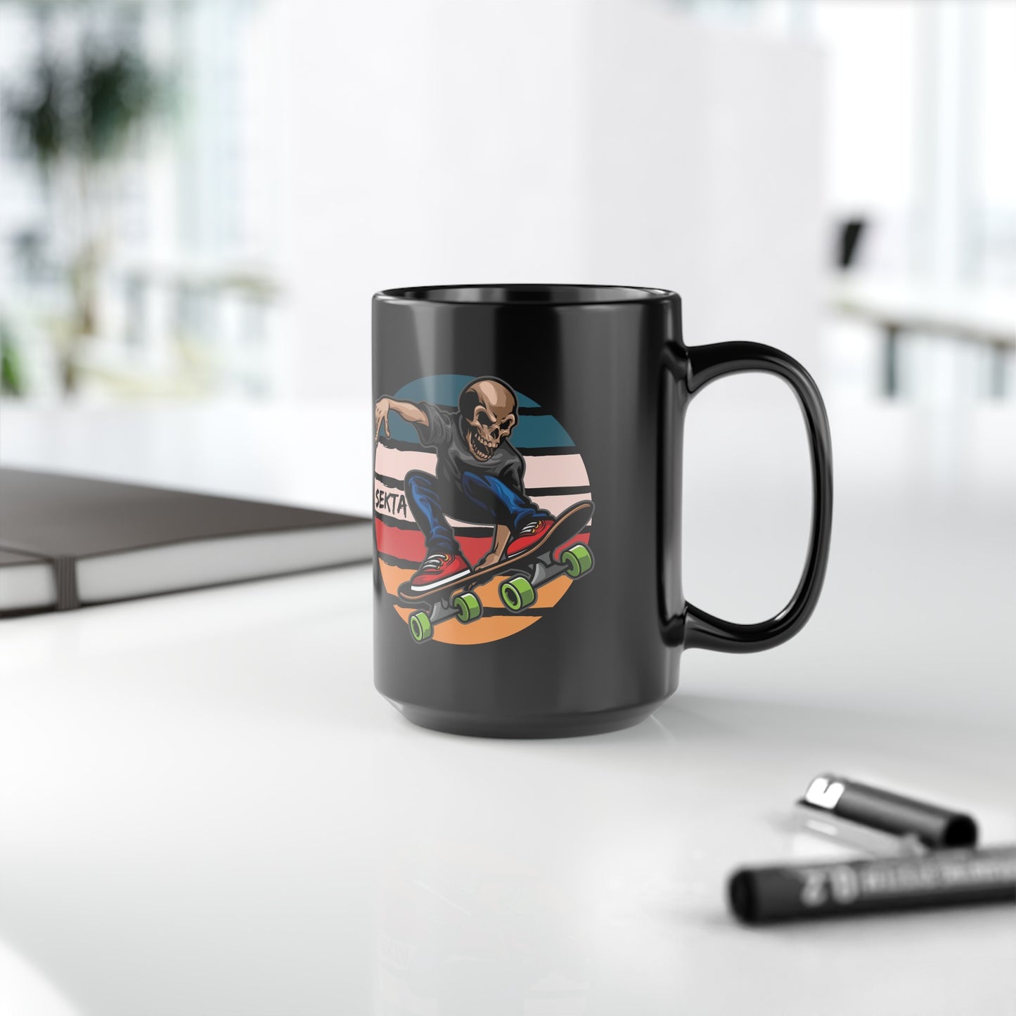 SKATE STRIPES Black Mug (large 15oz)