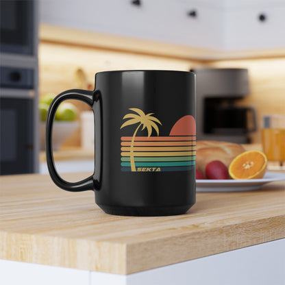 SUNSET STRIPES Black Mug (Large 15oz)